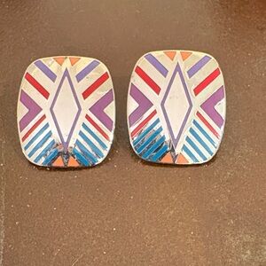 Vintage Laurel Burch Quintessence Rectangular Geometric Earrings
